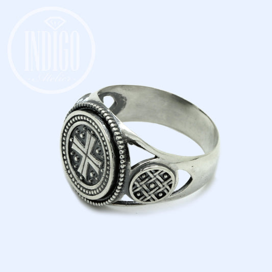Knight Cross Symbol Men's Ring Silver 925