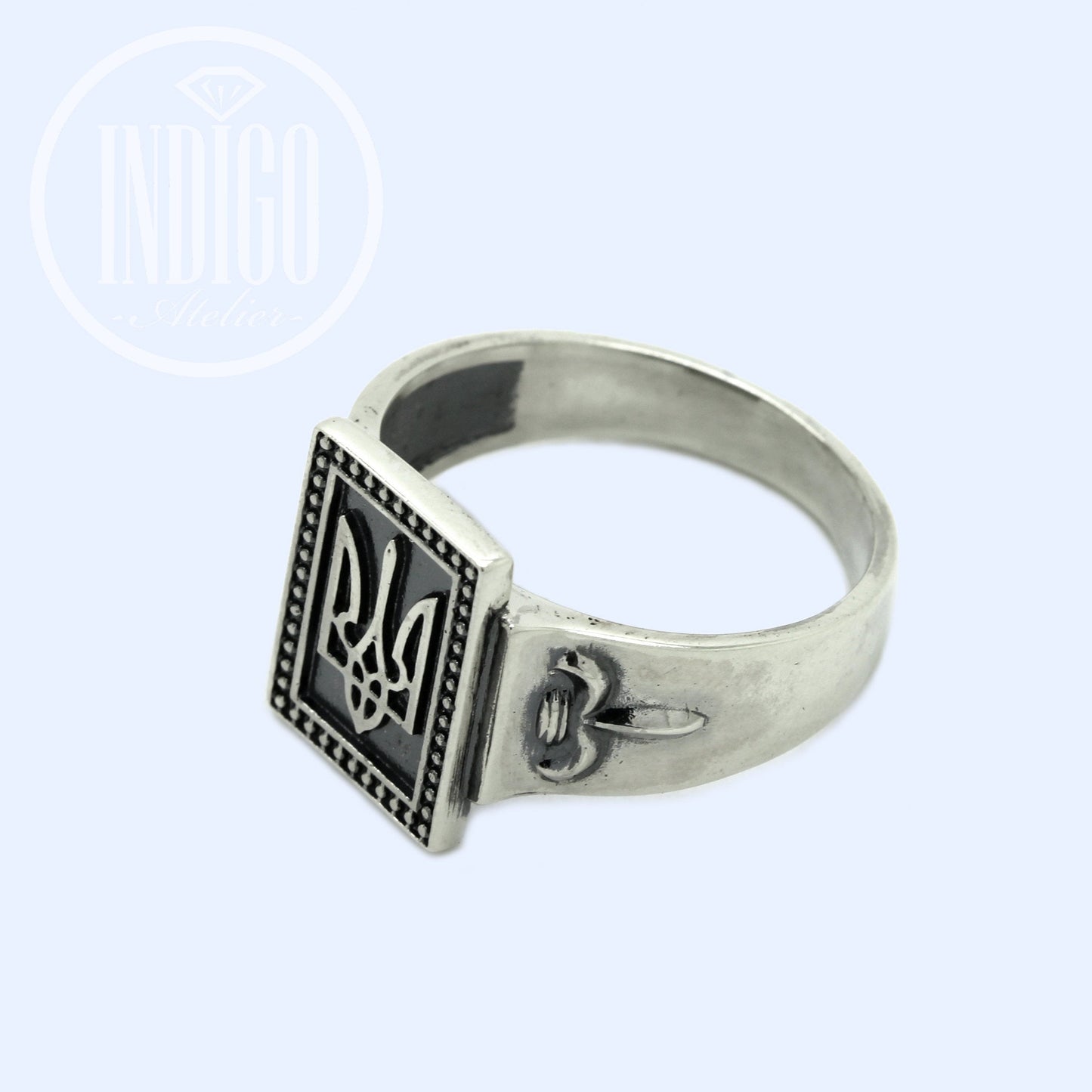 Ukrajinský trojzubec Tryzub Symbol Obdélník Top Ring Signet