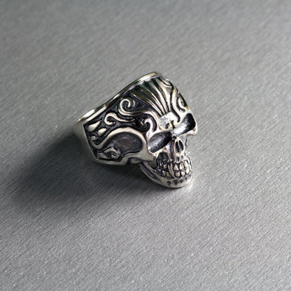 Maya Skull Herrenring Sterling Silber 925