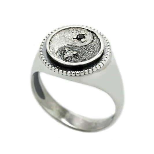 Yin Yang Symbol Unisex Ring Silber 925