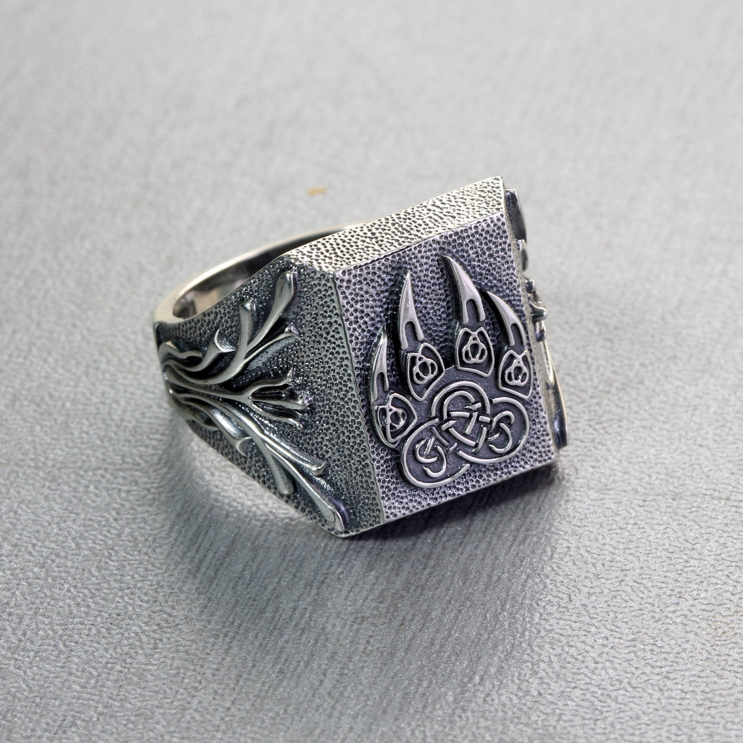 Viking Wolf Ring, Wolf Paw, Wolf Ring Men, Sterling Silver 925 Ring Signet