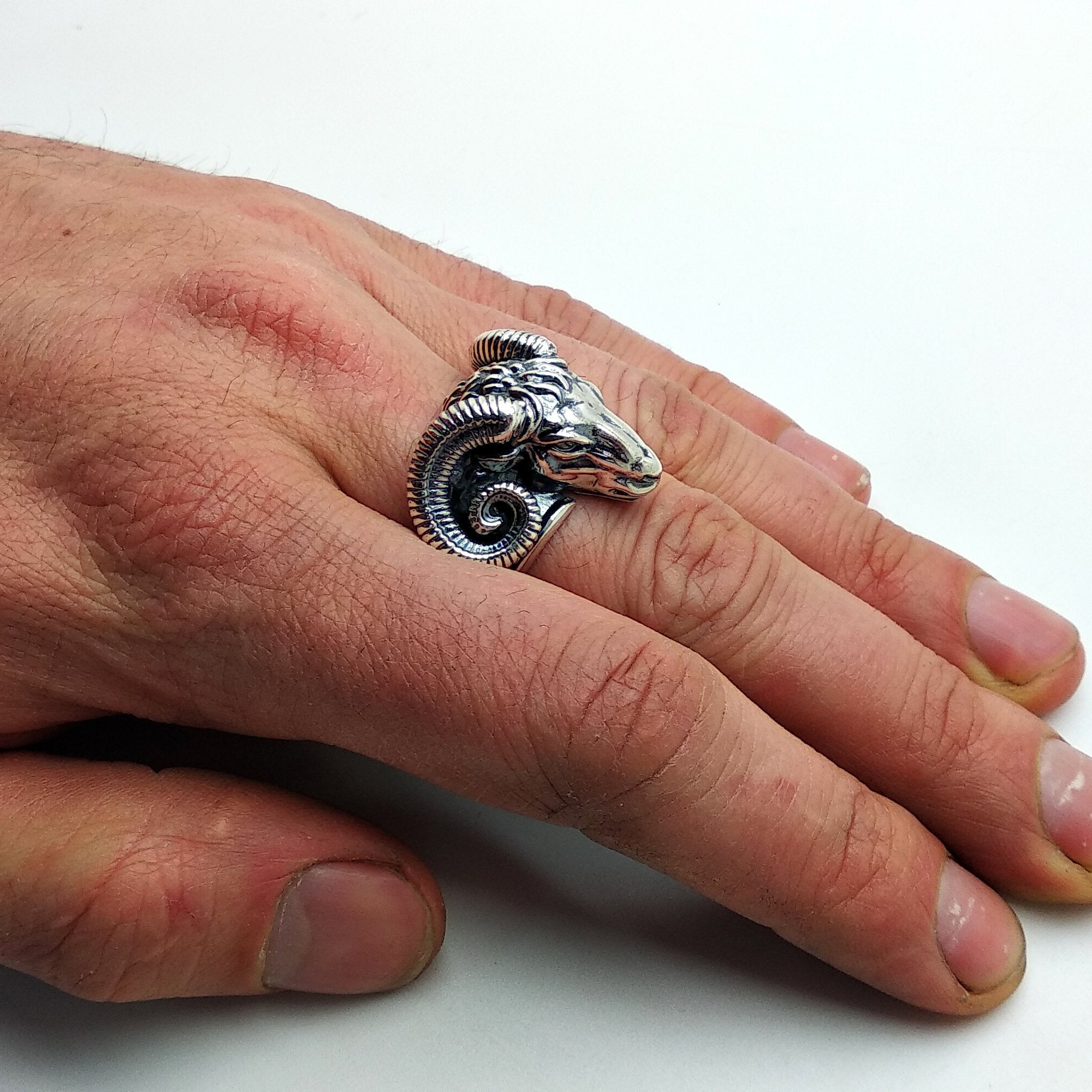 Huge Ram • Aries Zodiac • Men Ring Silver – INDIGO jewelry