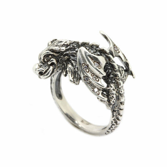 Falkor der Glücksdrache Ring mit Zirkonen Silber 925