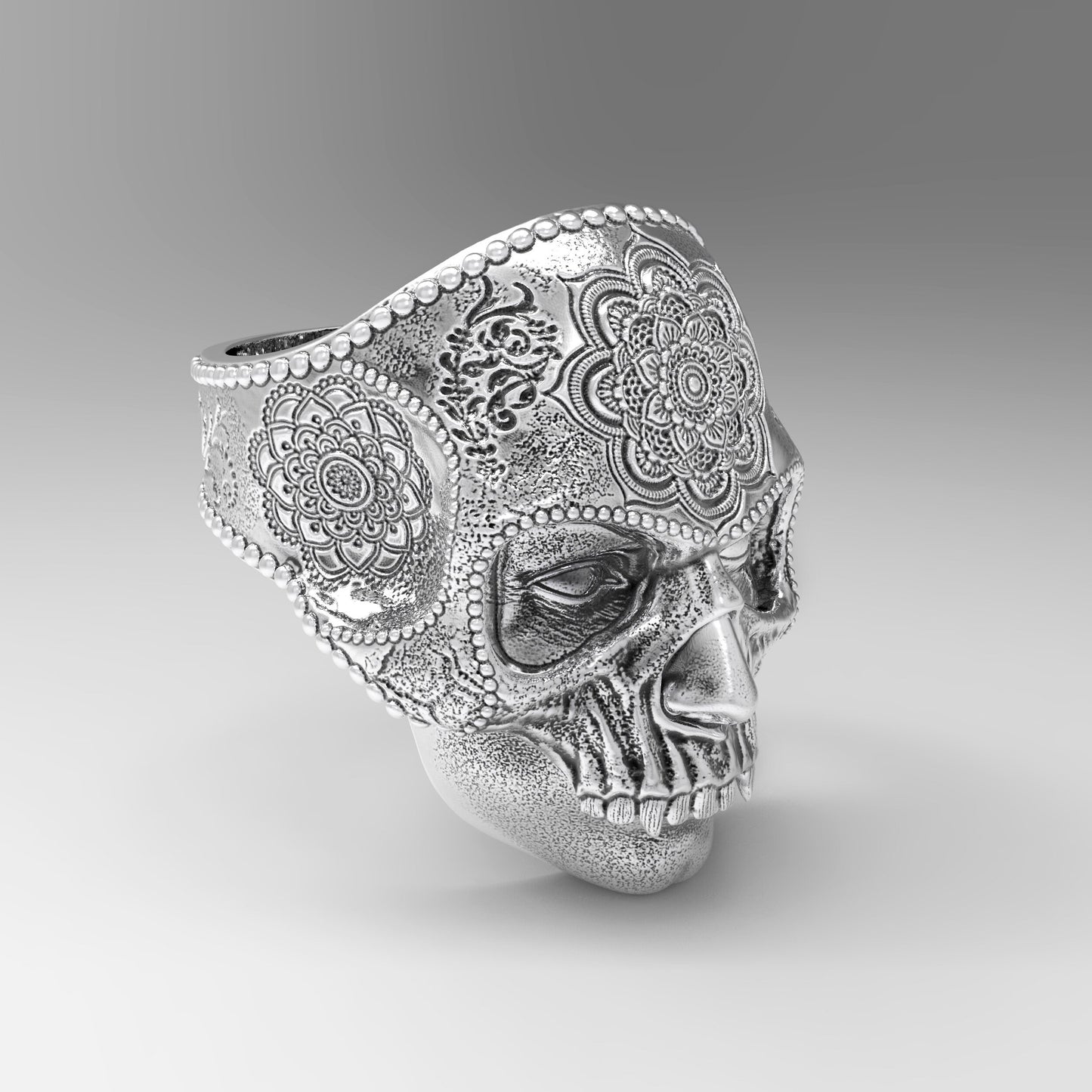 Schädelmaske der Chakren•Maske im orientalischen Stil•Unisex-Ring Silber 925