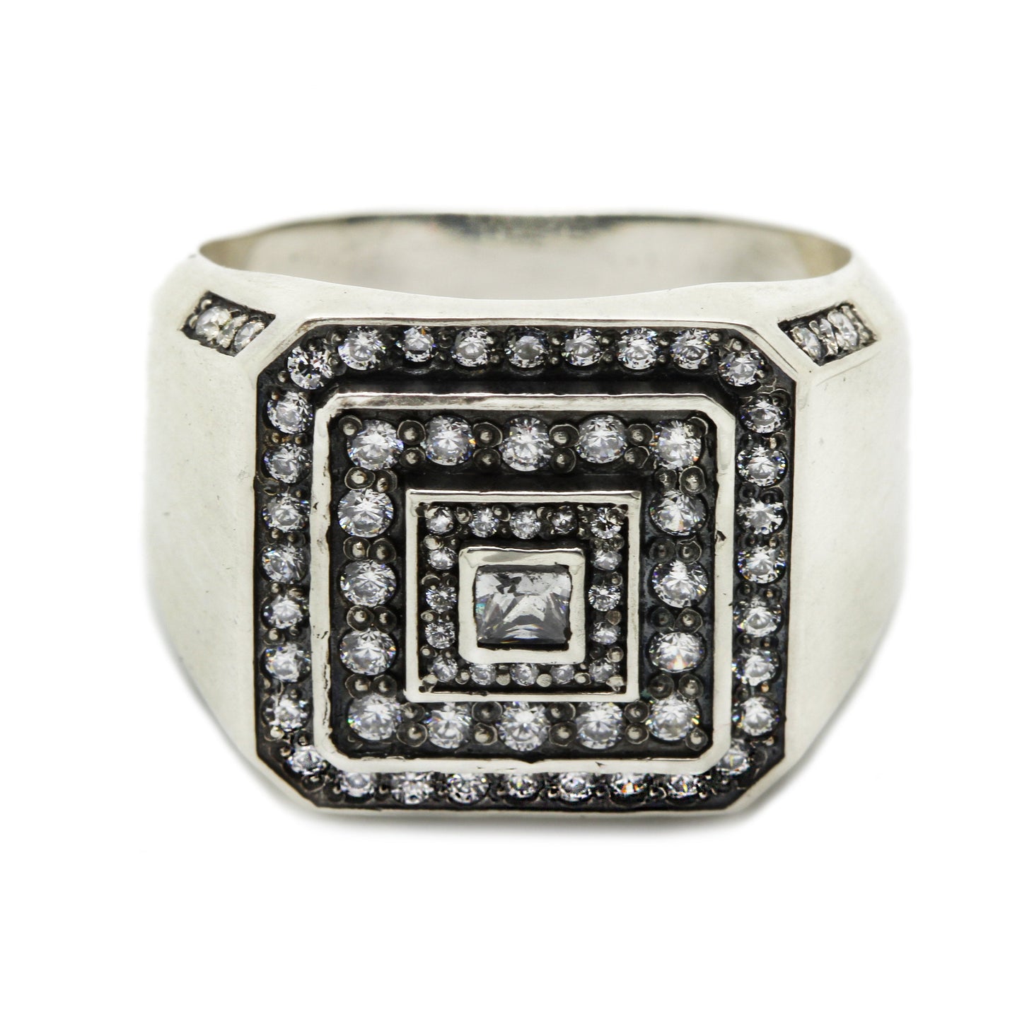 Krásný pánský prsten stříbro 925 se zirkony