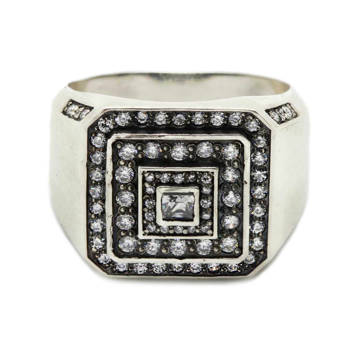 Beautiful Men's Ring Silver 925 with Zircons