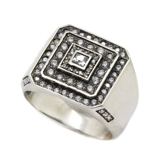 Beautiful Men's Ring Silver 925 with Zircons