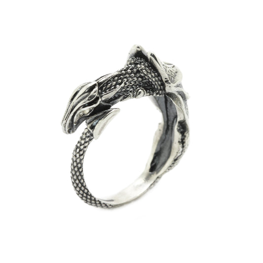 The Luck Dragon Women's Ring with Zircons in Eyes Silver 925