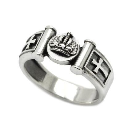 Krone und Kreuze Unisex Ring Sterling Silber 925