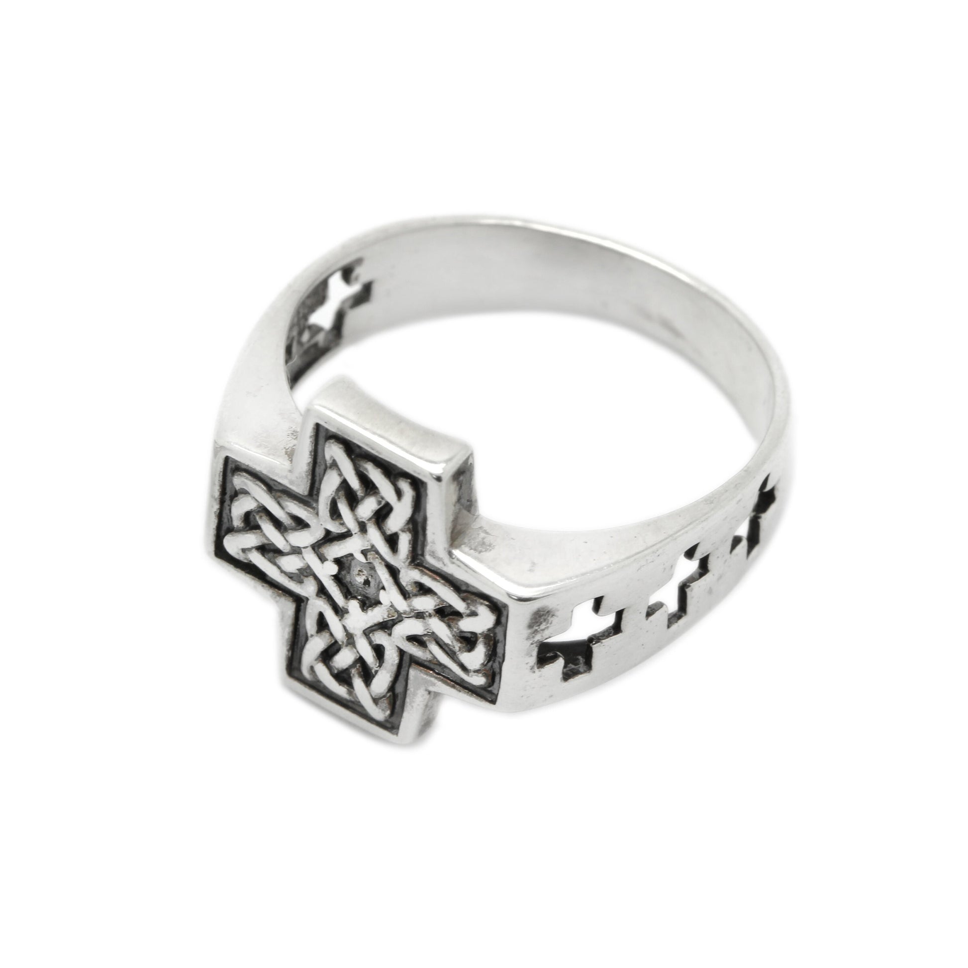 Celtic Cross Ornament Men Ring Sterling Silver Signet Dave Gahan Depeche Mode Ring Indigo Jewelry