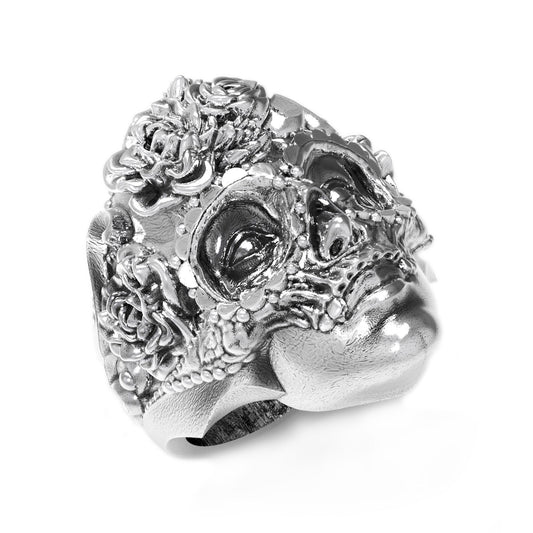 Skull of Roses • Carnival Mask • Unisex Ring Silver 925