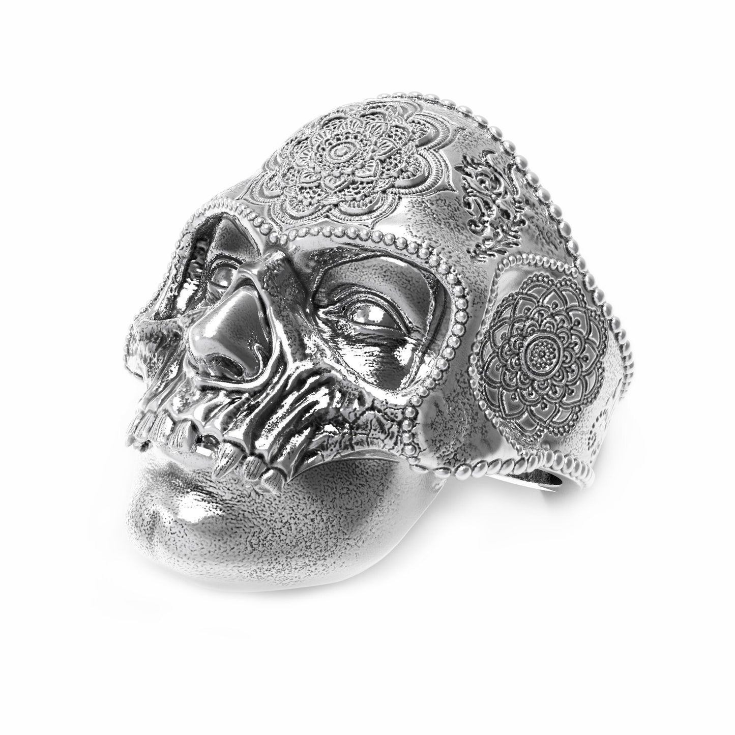 Schädelmaske der Chakren•Maske im orientalischen Stil•Unisex-Ring Silber 925