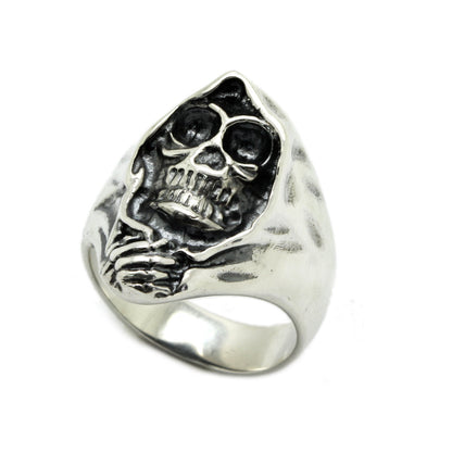Santa Muerte Death Skull Men prsten Stříbrný 925