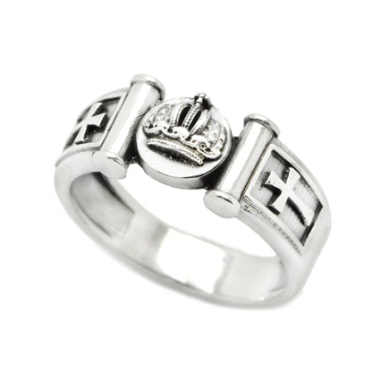 Krone und Kreuze Unisex Ring Sterling Silber 925