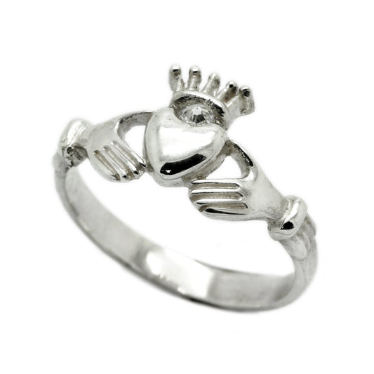 Claddagh Heart and Crown Women's Ring with Zirconia Silver 925