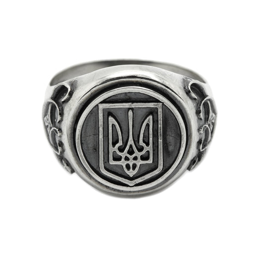 Ukrainian Trident Tryzub, National Patriotic Sterling Silver Ring Signet