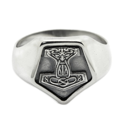 Mjölnir Thors Hammer Herren-Siegelring aus Sterlingsilber