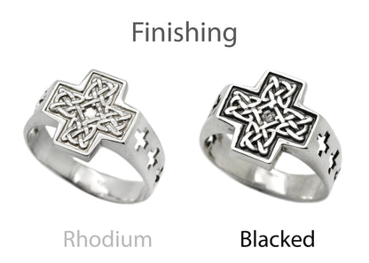 Celtic Cross Ornament Men Ring Sterling Silver Signet Dave Gahan Depeche Mode Ring Indigo Jewelry