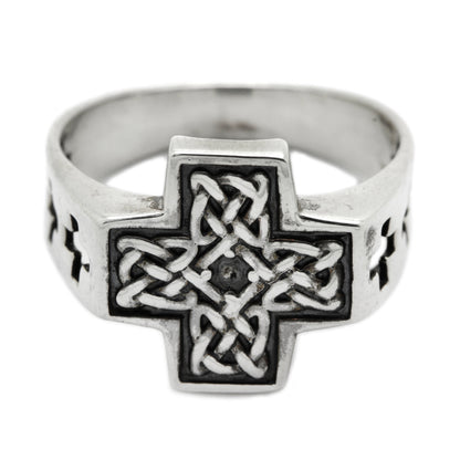 Celtic Cross Ornament Men Ring Sterling Silver Signet Dave Gahan Depeche Mode Ring Indigo Jewelry
