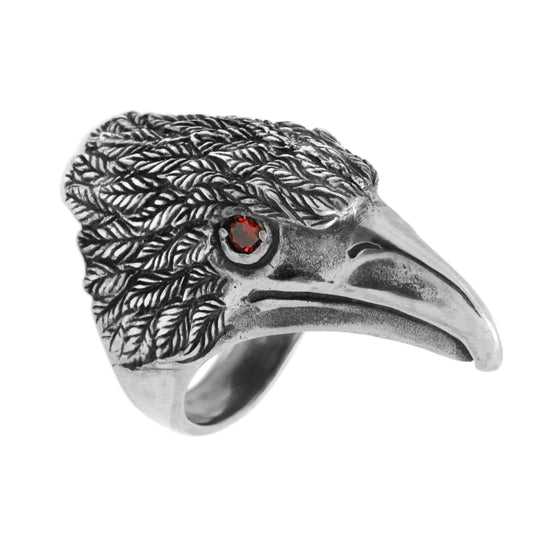 Huge Craw Ring Black Raven Silver 925