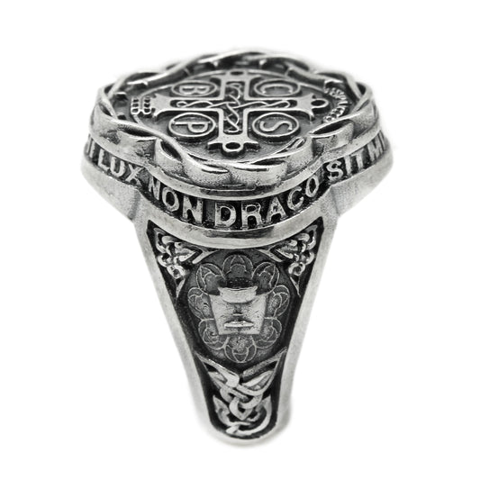 Saint Benedict Medal Exorcism Catholic Ring Benoît Bagues Sterling Silver Men Women Signet Ring