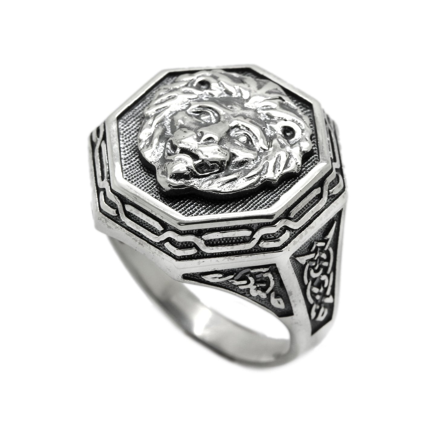 Lion Ring with Celtic Ornament Sterling Silver 925