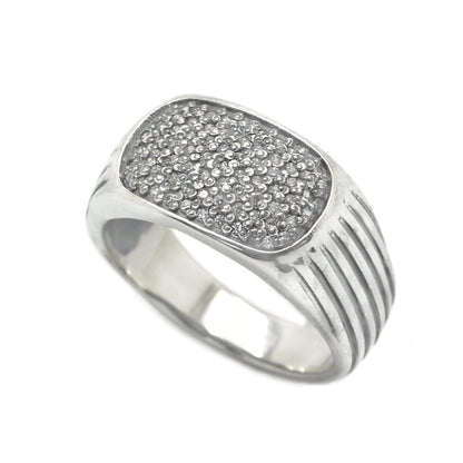 Classic Men's Signet Silver 925 with Pave Zircons