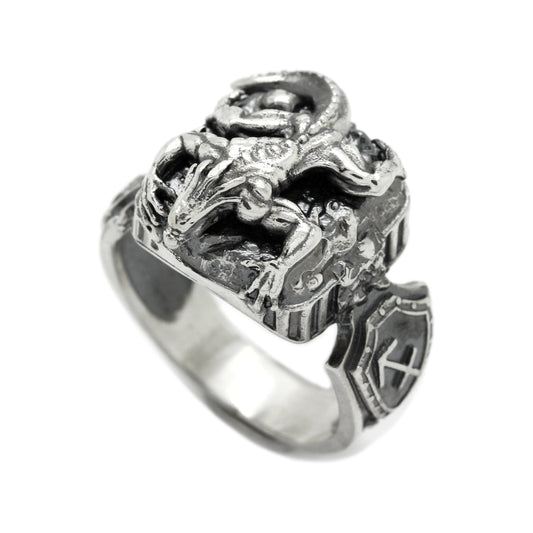 Salamander Talisman • Sagittarius Zodiac Symbol • Men's Ring • Sterling Silver 925