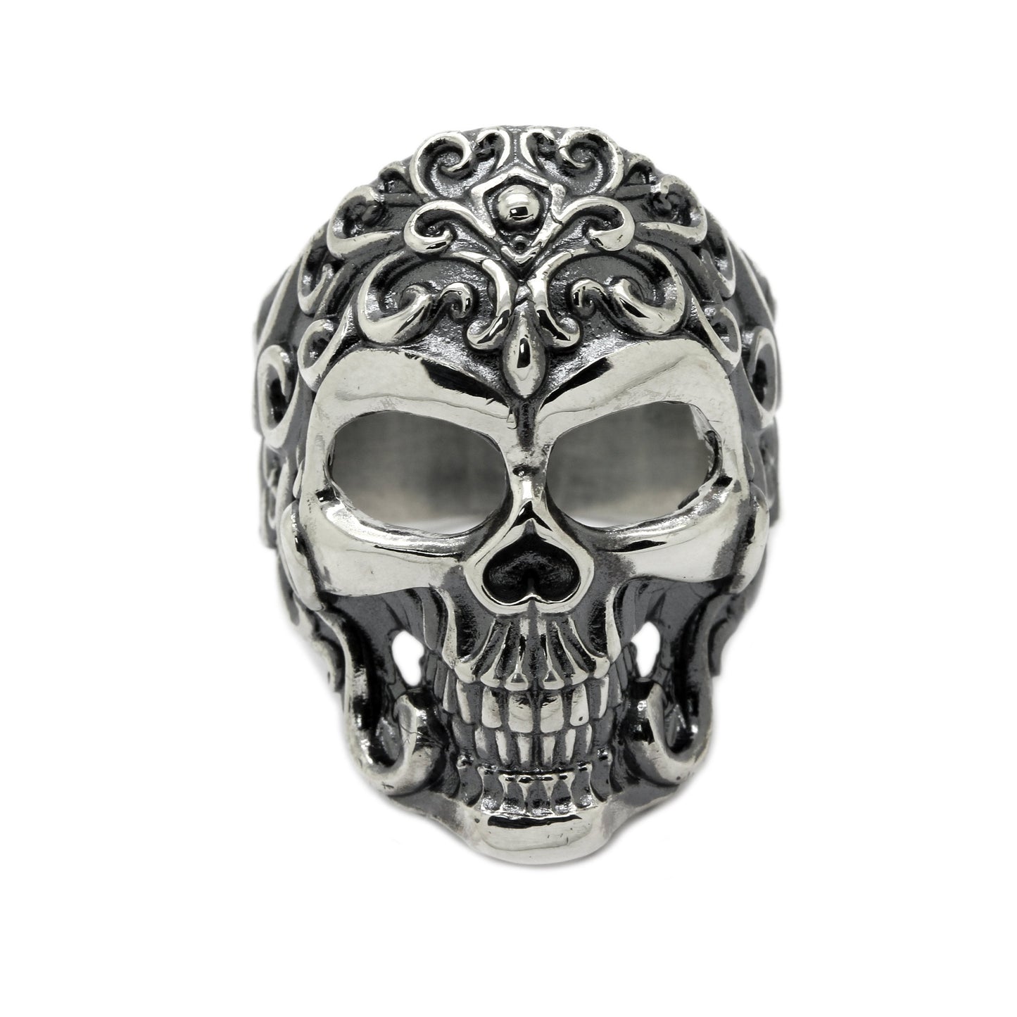 Elegant Skull Ring Men's Silver 925