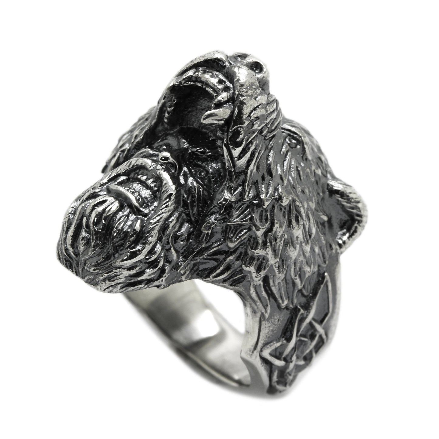 Berserk Warriors Viking • Medvědí maska ​​• Obrovský pánský prsten • Sterling Silver 925