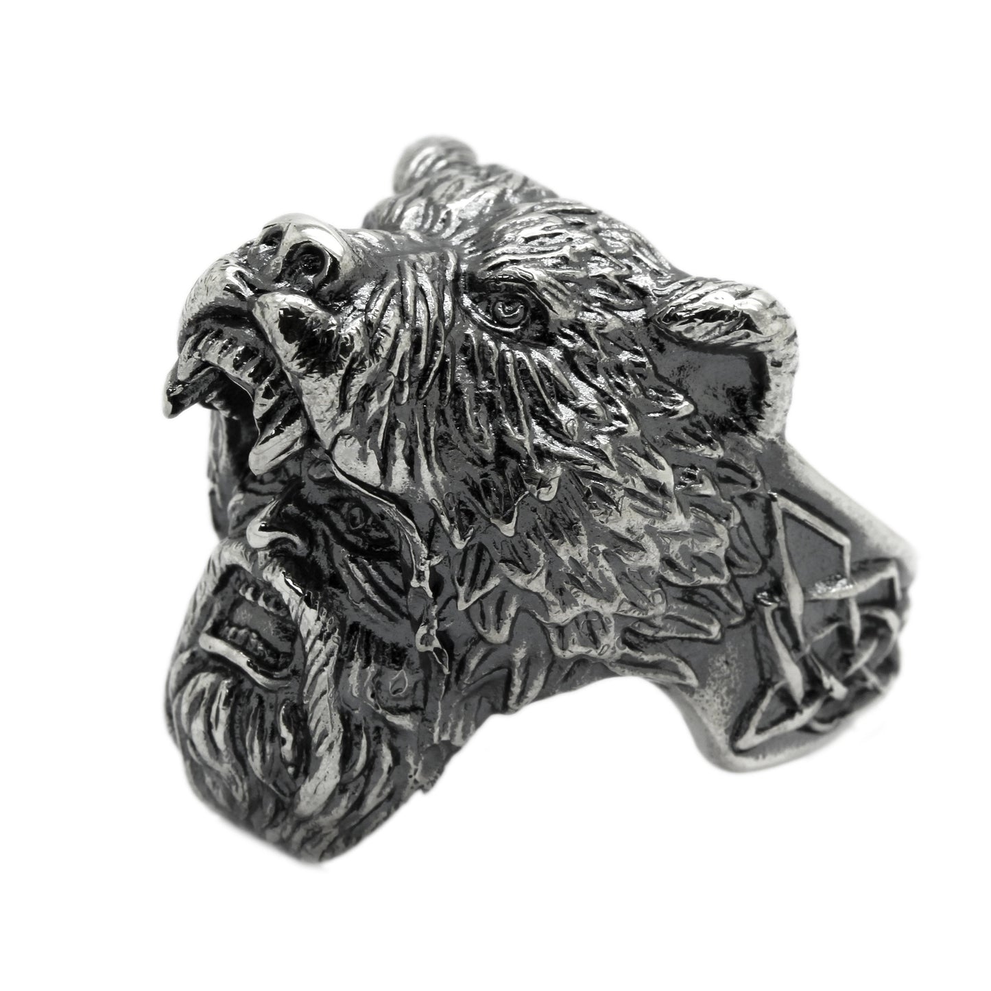 Berserk Warriors Viking • Bear Mask • Huge Men's Ring • Sterling Silver 925