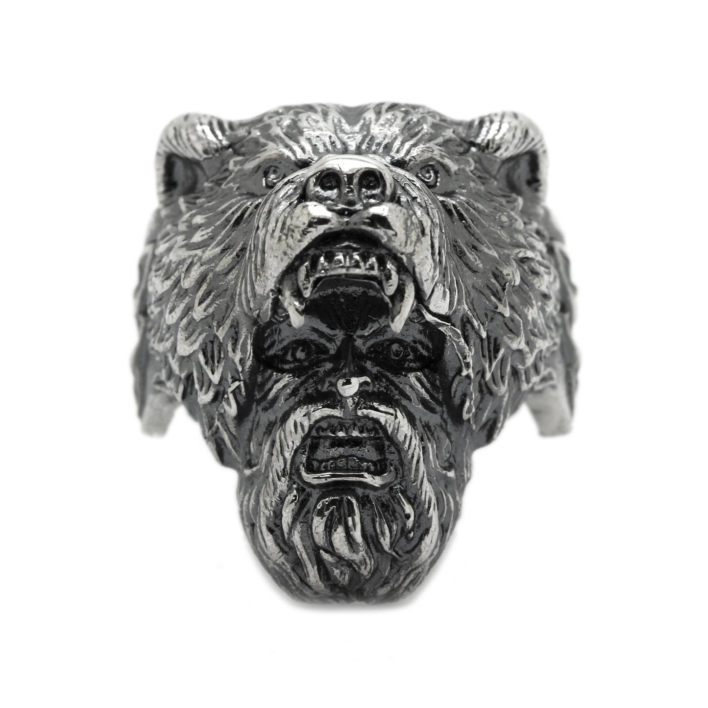 Berserk Warriors Viking • Bear Mask • Huge Men's Ring • Sterling Silver 925