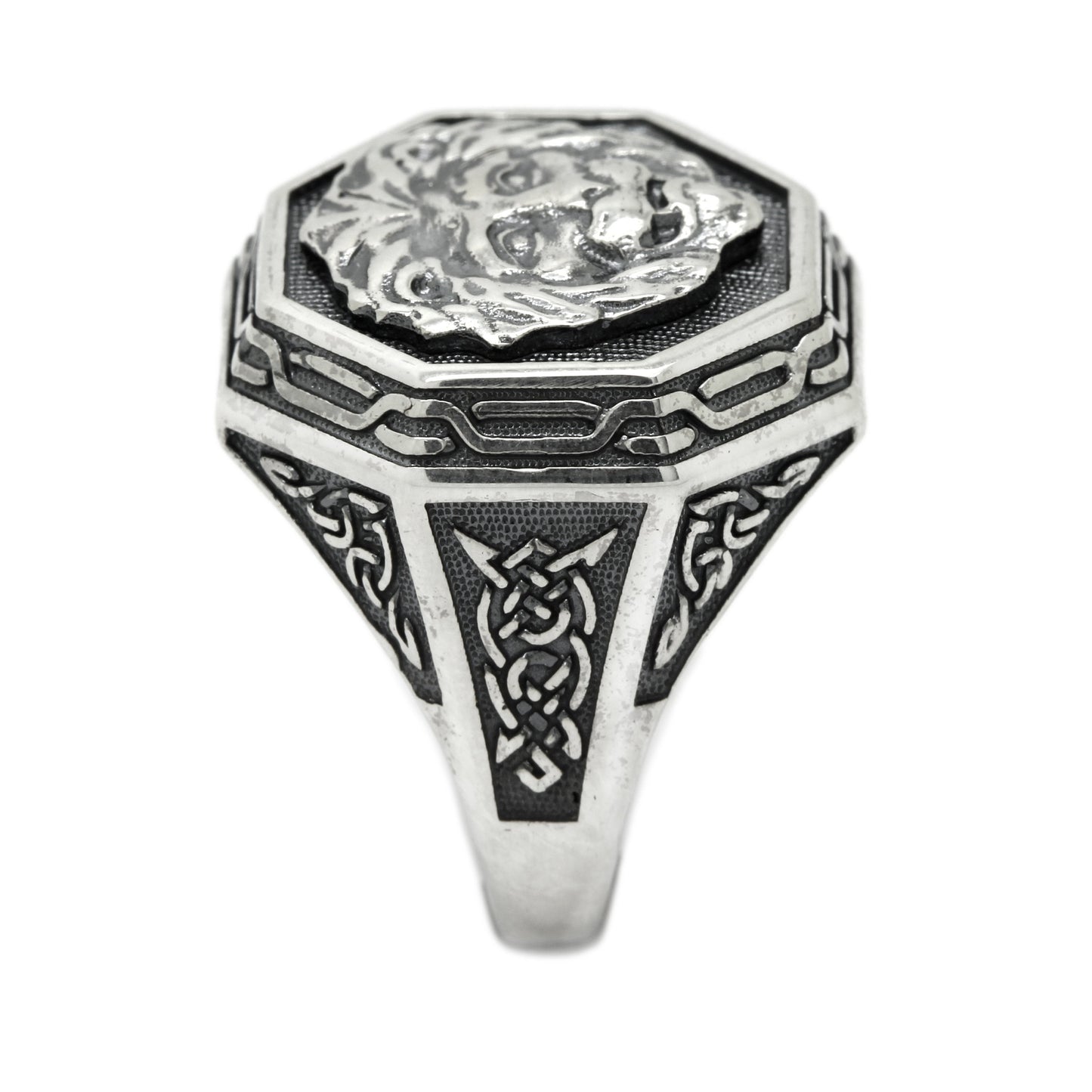 Lion Ring with Celtic Ornament Sterling Silver 925