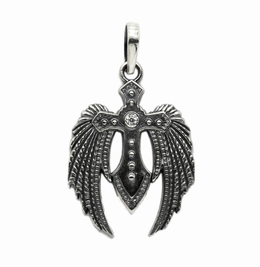 Wings of fate  Christian Cross and Wings Pendant  Silver 925