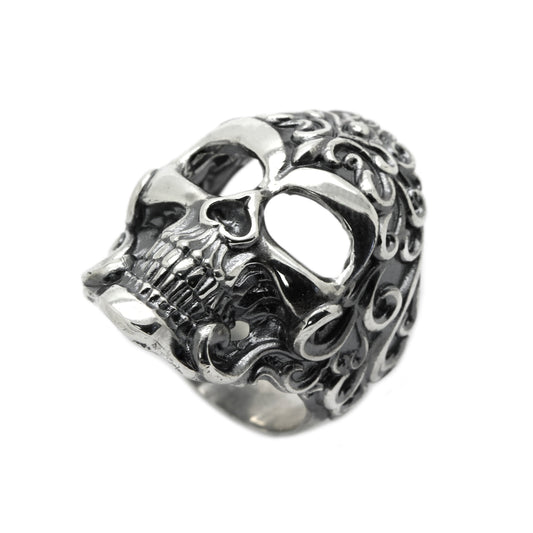 Elegant Skull Ring Men's Silver 925