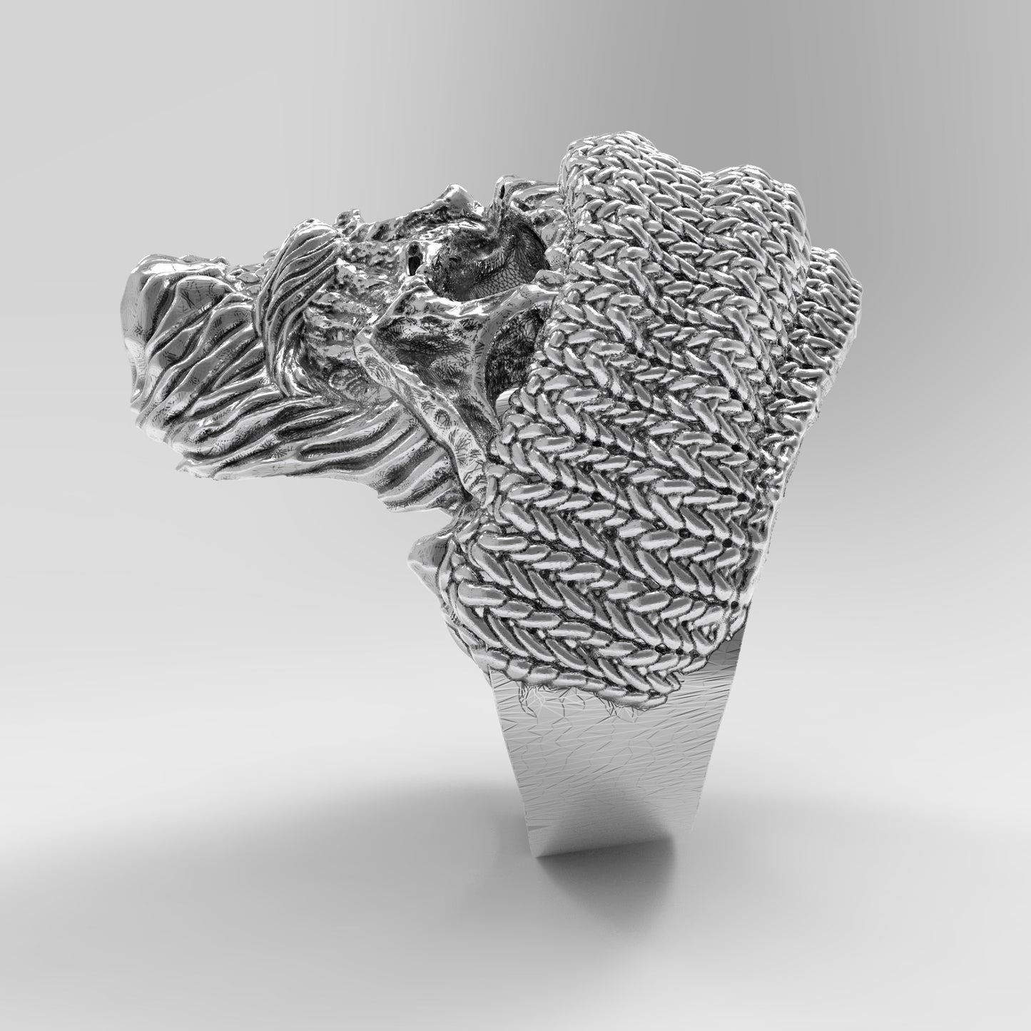 Pánský prsten ve stylu pletené čepice Lebka s vousy a knírem Stříbrný 925