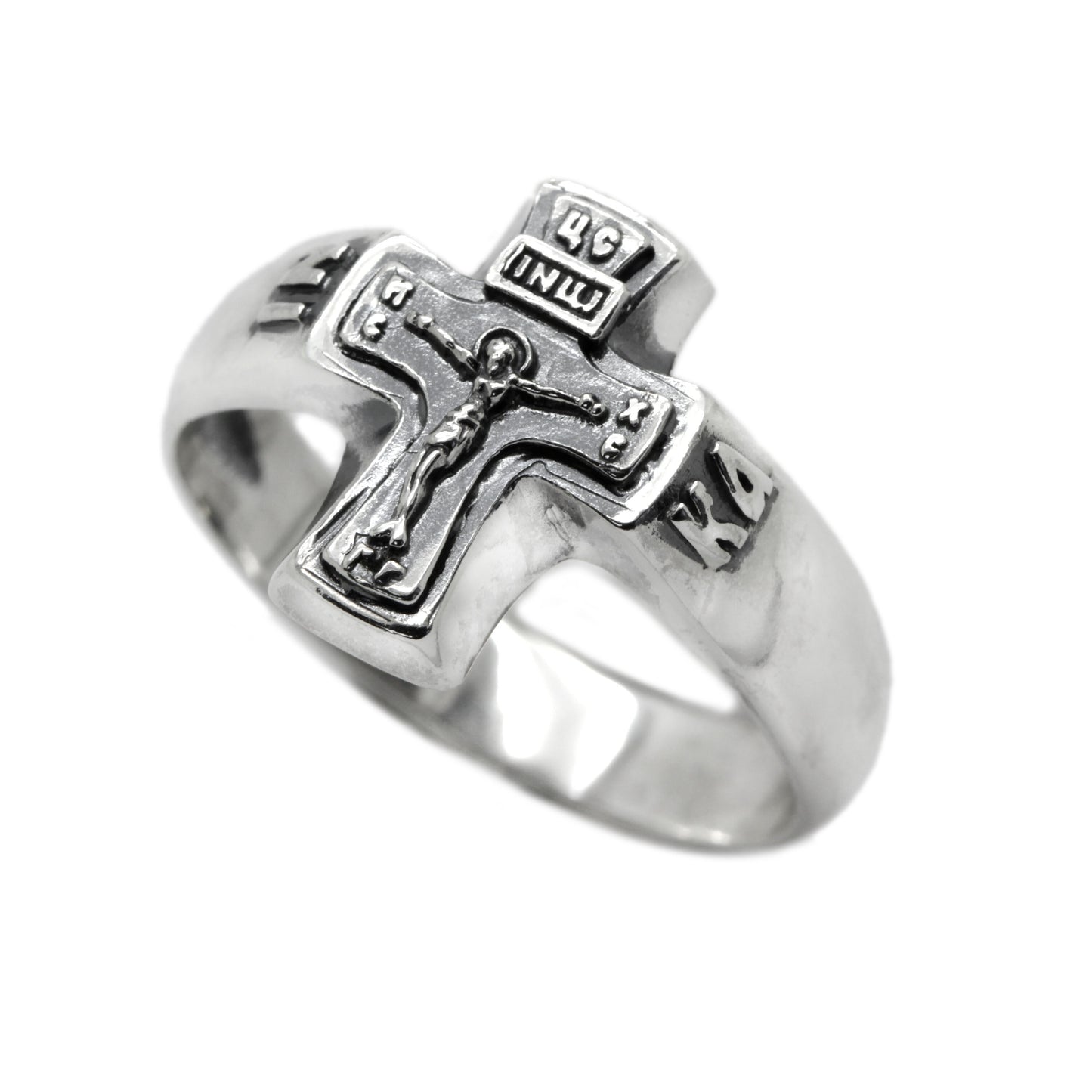 Jesus Christ Crucifiction, Bless and Save Ring, Sterling Silver 925