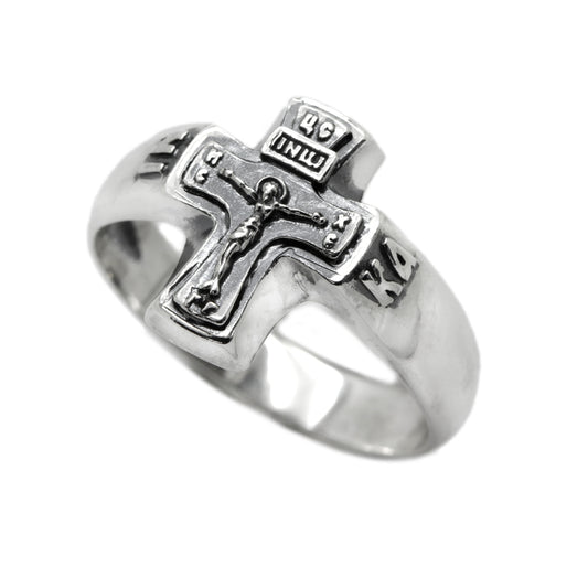 Jesus Christus Kreuzigung, Segen und retten Ring, Sterling Silber 925