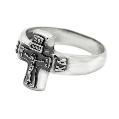 Jesus Christ Crucifiction, Bless and Save Ring, Sterling Silver 925