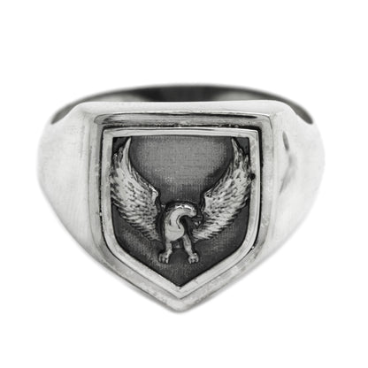 Bald Eagle Symbol Men Ring Silver 925