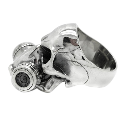 Chernobyl Skull Huge Men's Ring Silver 925