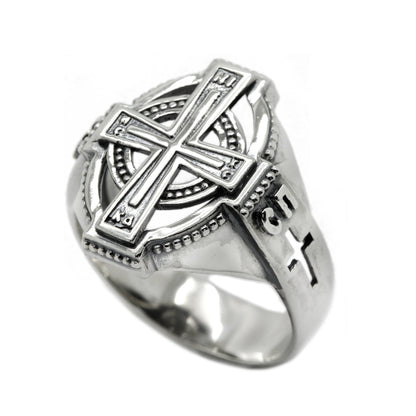 Cross Bless & Save Men's Ring Sterling Solid Silver 925