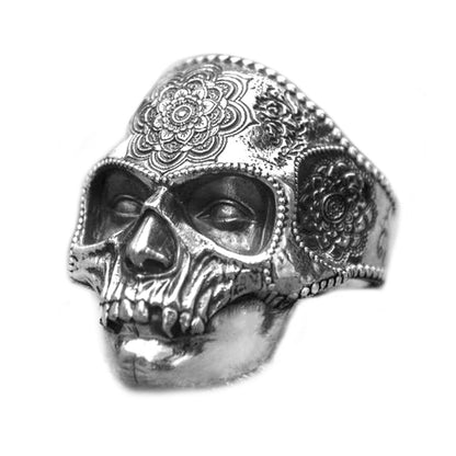 Schädelmaske der Chakren•Maske im orientalischen Stil•Unisex-Ring Silber 925