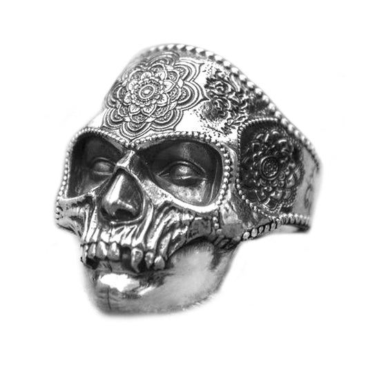 Skull Mask of Chakras•Orient Style Mask•Unisex Ring Silver 925