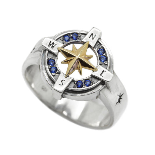 Wind Rose Compass Signet Ring Silver 925