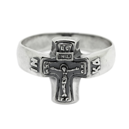 Jesus Christ Crucifiction, Bless and Save Ring, Sterling Silver 925