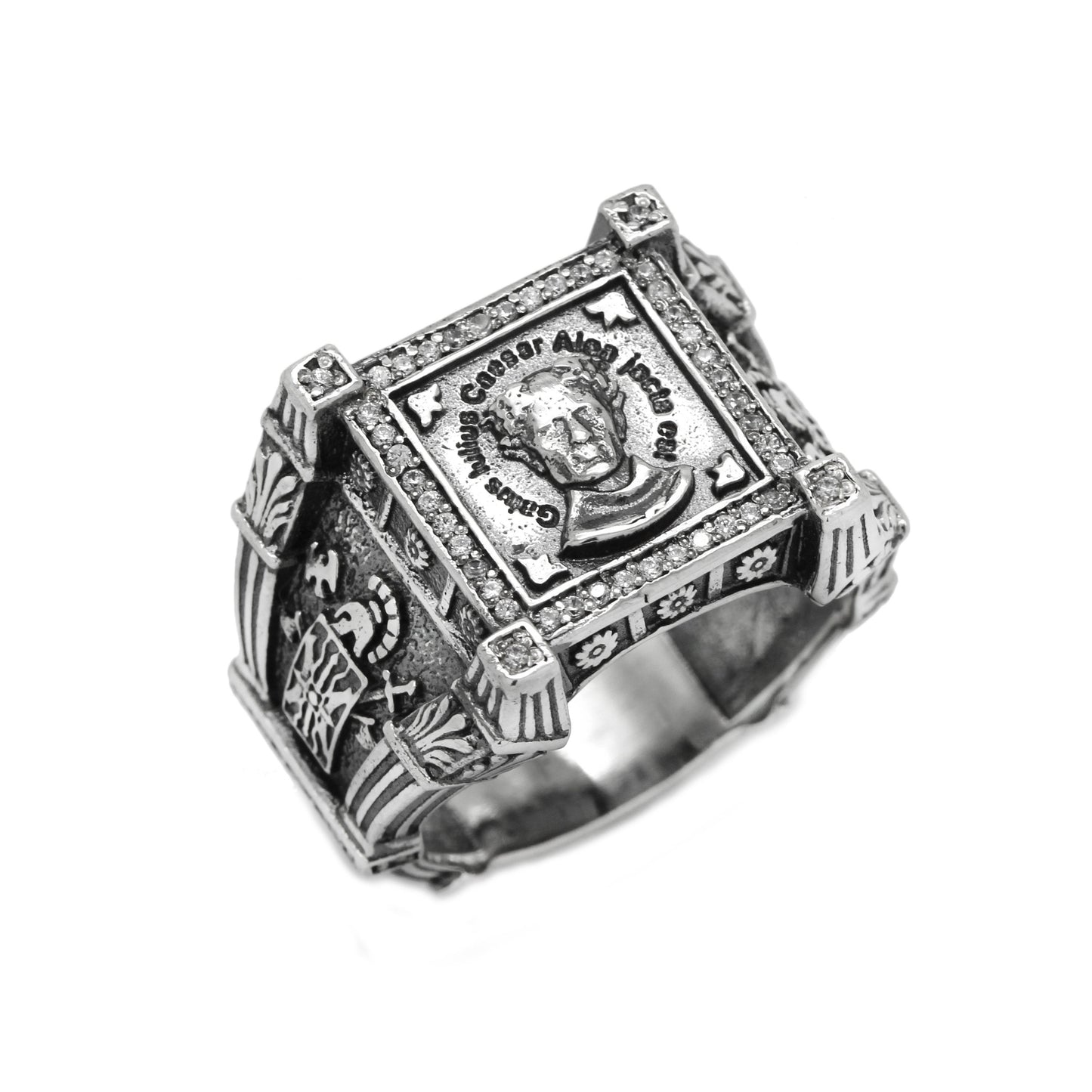 Gaius Julius Caesar Alea Iacta Est, Roman Emperor Ring, Man Silver Ring Signet