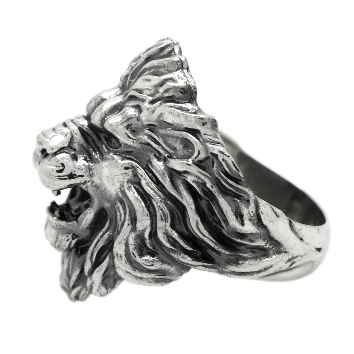 Huge Lion Mens Ring Silver 925