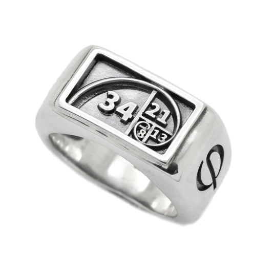 Golden Ratio, Fibonacci Number, Men's Ring Silver 925