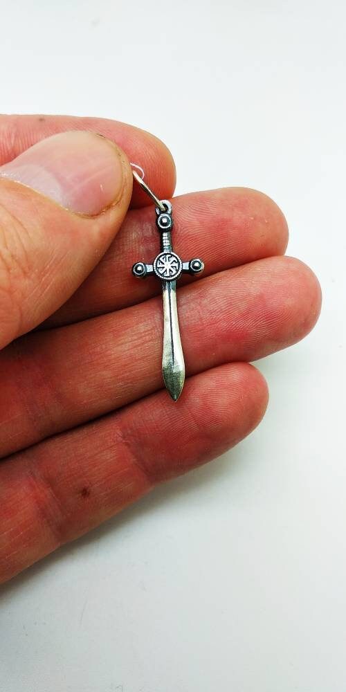 Sword with Colovrat Mens Pendant, Sterling Silver 925